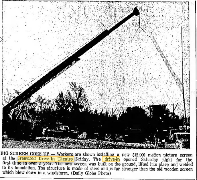 Ironwood Drive-In Theatre - 27 May 1975 Article (newer photo)